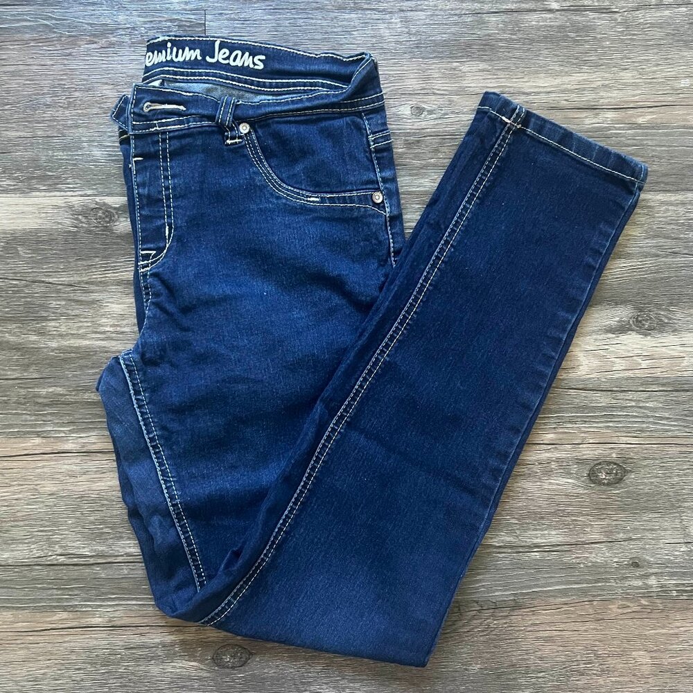 Justice Premium Jeans Simply Low Jegging Girls Size 14 1/2 Dark Wash Y2K